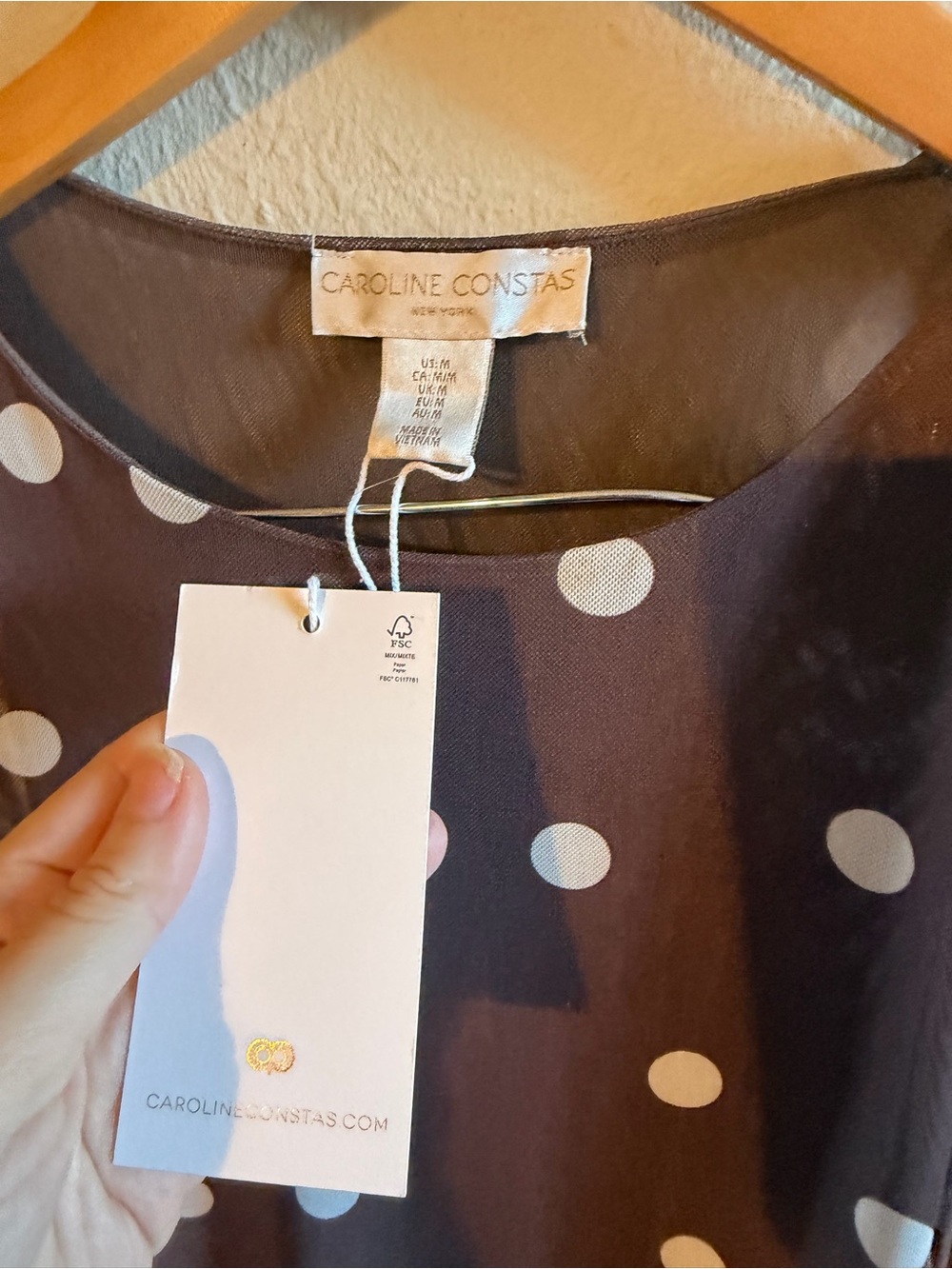 Caroline Constas Chocolate Brown Maxi Skirt with White Polka Dots - Picture 3 of 5